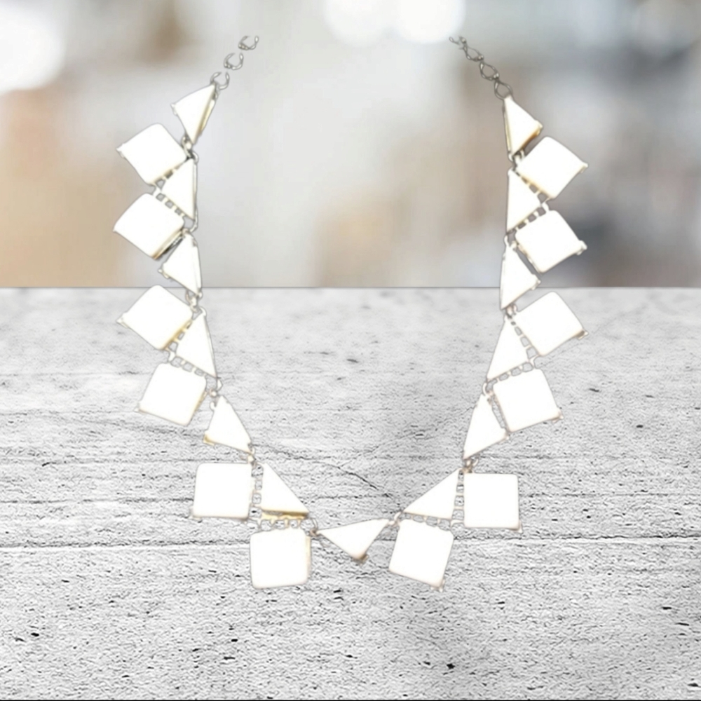 Vintage CHAREL 1950s Mid Century White Lucite Choker Necklace